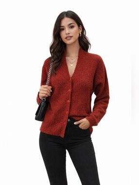 Eileen Fisher Wool-Cashmere Knit Cardigan Sweater Women's Medium